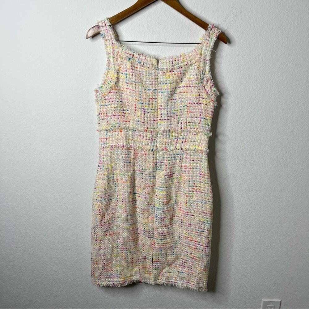 Theia Colorful Multi Tweed Sheath Dress Sleeveless Womens Size 10 - Picture 4 of 9
